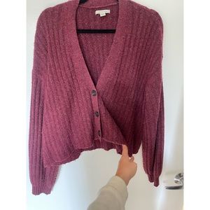 Oversized Burgundy Cardigan w/ Tortoiseshell Buttons